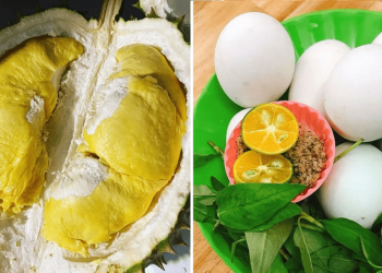 an trung vit lon voi sau rieng co sao khong